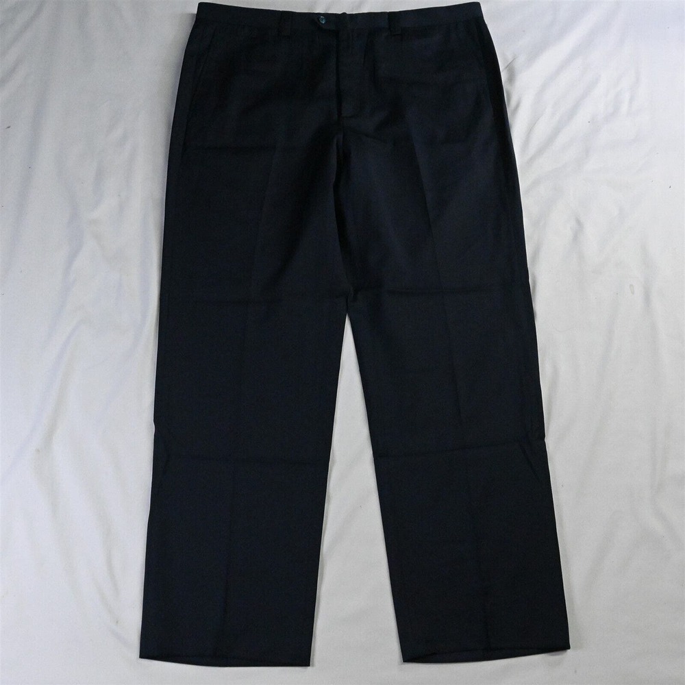 Sartore 38x32 Navy Blue Vitale Barberis Wool Straight Flat Front Mens Dress Pant